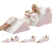 WSOFRLAC 4PCS Orthopedic Bed Wedge Pillow Set for Sleeping, Post Surgery Foam Pillow,White Pink