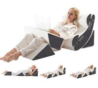 WSOFRLAC 6PCS Multi-Functional Bed Wedge Pillow Kit - 7-in-1 Orthopedic Support for Back/Neck/Legs, Post Surgery Recovery & Sitting Up in Bed, Post Surgery Foam for Body, White Grey