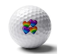 WSOIHFEC Rainbow Colored Gay Pride Hearts Golf Ball for Rubber,Golf Balls Maximized Distance,Personalized Golf Balls for Golfers,Dads