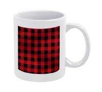 WSOIHFEC Red Black Buffalo Check Plaid Pattern Coffee Mugs-11.83 OZ,Ceramic Mug for Office And Home,Tea Cup Gifts for Father’s Day, Birthdays Or Christmas