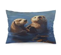 WSOIHFEC Sea Otters Painting Throw Pillow Covers Decorative, Pillow Cases Soft Plush, Modern Farmhouse Boho Cushion Cover for Bed Couch Sofa Living Room Spring Decor12 x20