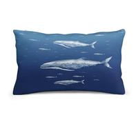 WSOIHFEC Small Blue Whale Swimming Throw Pillow Covers Decorative, Pillow Cases Soft Plush, Modern Farmhouse Boho Cushion Cover for Bed Couch Sofa Living Room Spring Decor8 x12