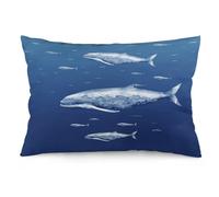 WSOIHFEC Small Blue Whale Swimming Throw Pillow Covers Decorative, Pillow Cases Soft Plush, Modern Farmhouse Boho Cushion Cover for Bed Couch Sofa Living Room Spring Decor12 x20