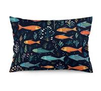 WSOIHFEC Small Fish Pattern Throw Pillow Covers Decorative, Pillow Cases Soft Plush, Modern Farmhouse Boho Cushion Cover for Bed Couch Sofa Living Room Spring Decor12 x20