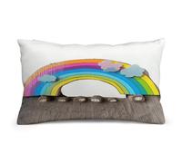 WSOIHFEC Small Rainbow Throw Pillow Covers Decorative, Pillow Cases Soft Plush, Modern Farmhouse Boho Cushion Cover for Bed Couch Sofa Living Room Spring Decor8 x12