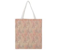 WSOIHFEC Soft Colors Eiffel Tower Pattern France Canvas Tote Bag Reusable Shopping Bags,Crossbody Bags for Women And Men Work, Tavel, Gym