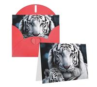 WSOIHFEC White Tiger Greeting Cards Christmas Cards with Envelopes Blank Cards for Friend Birthday Card Funny Christmas Notecards for Wedding Business Halloween Party Gifts