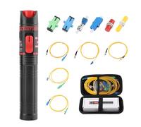 WSOLDMA 12PCS Fiber Optic Test Tool Kit, Portable Optic Cable Tester with 30KM Visual Fault Locator, FC Male to LC Female Adapter, SC/FC/LC/ST Coupler and 5 Patch Cords (30KM Kit)