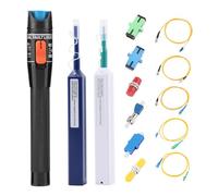 WSOLDMA 14PCS Fiber Optic Cable Test Kit Include: Cleaning Pens; Fiber Optic Tester Pen; FC Male to LC Female and APC/SC UPC/ST FC SC LC connecters; 5 Patch Cords (15km Kit)
