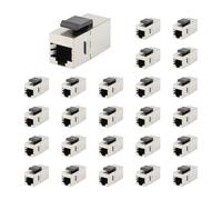 WSOLDMA 25 Pack Cat6a Shielded Keystone Coupler, Female to Female Ethernet RJ45 Keystone Jack for Patch Panel Wall Plate, Silver