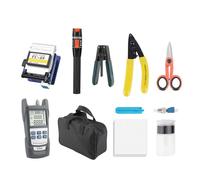 WSOLDMA Fiber Optic Termination Tool Kit 11 in 1 FTTH Kit with Fiber Cleaver Optical Power Meter Finder Visual Fault Locator Wire Stripper Wiping Paper
