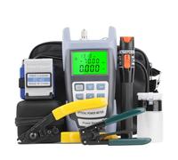 WSOLDMA Fiber Optic Termination Tool Kit, 6 in 1 Assembly FTTH Tool kit with Fiber Cleaver Optical Power Meter Finder Visual Fault Locator Strippers Cleaning Bottle