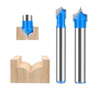 WSOOX 2PCS Point Cutting Round Over Bit Set with 1/4" Shank Carbide Router Bits for Woodworking Carving Cutting Diameter:1/4",3/8".
