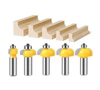 WSOOX 5pcs Edge Forming Cove Set 1/2-Inch Shank Core Box Router Bits Radius:1/8",1/4",5/16",3/8" ,1/2".