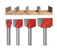 WSOOX 6mm Shank Bottom Cleaning Router Bit Set, 4-piece Slotting Router Bit Set (10mm / 16mm / 20mm / 25mm)