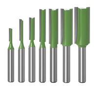 WSOOX 6mm Shank Straight Router Bit Set, 7 pcs Straight Milling Cutter, Professional Single/ Double Flute Straight Router Bit for Woodworking