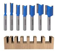 WSOOX 7 PCS Tungsten Carbide Double Flute Straight Router Bit Set with 8mm Shank, Milling Cutter Bits for Woodworking Groove Chisel bits