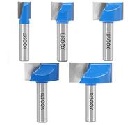WSOOX 8mm Shank Bottom Cleaning Router Bit Set 5pcs, Router End Milling Cutter Woodworking Tool Bit 10/16/22/25/32mm