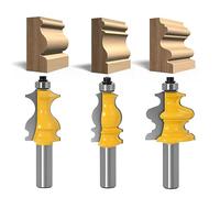 WSOOX Architectural Molding Router Bits by 1/2-Inch Shank 3PCS Woodworking molding Shape Cutters Skirt Board Router Bits