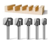 WSOOX Bowl and Tray Router Bits with 1/4" Shank 5PCS Carbide Signmaking Carving Router Bit Set Radius:1/8",1/8" 5/32",1/4",1/4". (1/4" Shank)