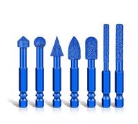 WSOOX Diamond Grinder Bit Set 1/4" Hex Shank 7Pcs Diamond Grinding Burr Drill Bits Rotary Tool Accessories for Porcelain Stone Glass Ceramics Carving Polishing Molding Engraving.