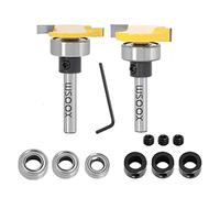 WSOOX Top Bearing Slot Cutting Router Bits Set Biscuit Bit and 1/4 Cutting Height Undercut Bit with 3 Different Size Bearings for Decking Board Installing, Slotting, Biscuiting, Surfacing, Rabbetting