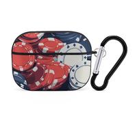 Wsop Poker Compatible with Airpods Pro Case Cover Hard Cases with Durable Hanging Buckle Charging Visible LED