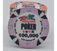 WSOP-World Series Ceramic Chips by Poker Replica Value 100,000 - Blister Pack of 25 Chips
