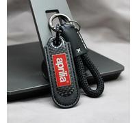 WSOPP Motorcycle Keychain for Aprilia Racing Tuono Shiver Tuareg Caponord GPR SR GT RS Enthusiasts Carbon Fiber Style PU Leather Key Ring Accessory Stylish Durable Gift for Bikers,Black Style-A
