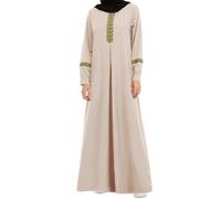 WSPLYSPJY Womens Muslim Abaya Dress Zipper Islamic Robe Pockets Maxi Prayer Clothes with Hijabs, Light Khaki, S