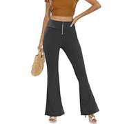 WSPLYSPJY Women's Print Stretch Bell Bottom Flare Palazzo Pants Trousers, 4 K a Black, S