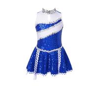 WSQHAO Child Shiny Sequins Cheerleading Uniform Ballet Gymnastics Leotard Dress For Dancing Competiton child Figure Skating For Ladies(Blue,6)
