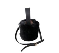 WSQHAO Faux Fur Bags Women Bucket Plush Winter Large Capacity Warm Single-shoulder Elegant Soft For Women(Black)