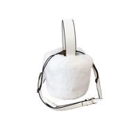 WSQHAO Faux Fur Bags Women Bucket Plush Winter Large Capacity Warm Single-shoulder Elegant Soft For Women(White)