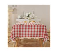 WSQHAO Fresh Checkered Tablecloth For Kitchen, Wedding, And Holiday Dining Table Decoration for Table(Red and white,100x140cm)