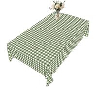 WSQHAO Green Plaid Pattern Round Tablecloth, Small Fresh Checkered Printed Rectangular, Party, Home Table Decoration for Table(152X305Cm)
