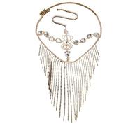 WSQHAO Masquerade Mask Rhinestone Tassel Veil Masks Full Face Women Chains Face Mask Masquerade Dance Party Performance Sexy Facial Accessories(Style06)