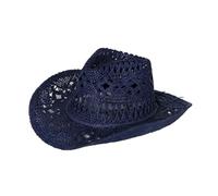 WSQHAO Women's Green Cowboy Hat Straw Plasticity Strong Wide Brim Sunshine Beach Western For Adults(Dark blue)