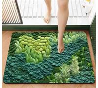 Wsrght Bath Mat Non Slip Quick Dry Bathroom Mats Rugs, Thin Floor Shower Mat fit Under Door, Super Absorbent Kitchen Washable Carpet for Toilet Shower Sink, Easy to Clean Rug Dark 100x160cm 3-348