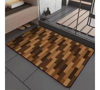 Wsrght Bath Mat Non Slip Quick Dry Bathroom Mats Rugs, Thin Floor Shower Mat fit Under Door, Super Absorbent Kitchen Washable Carpet for Toilet Shower Sink, Easy to Clean Rug Wood 40x60cm 3-998