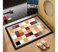 Wsrght Bath Mat Non Slip Quick Dry Bathroom Mats Rugs, Thin Floor Shower Mat fit Under Door, Super Absorbent Kitchen Washable Carpet for Toilet Shower Sink, Easy to Clean Rug Checkered 60x90cm 3-652