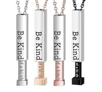WSRRDRECVHi Be Kind of a Bi*ch Necklace,Hidden Message Necklace,Be Kind of a b Hidden Necklace,Personalized 3D Engraving Vertical Bar Necklace,Stainless Steel Be kind Necklace Gift