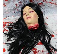 WSRRDRECVHi Cut Off Head Prop,Halloween Scary Realistic Hanging Severed Bloody Head With Wig Costume Latex Decorations For Haunted House Halloween Party Bar Decor