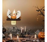 WSRRDRECVHi Ghost Campfire Flickering Night Light,Halloween Night Lights Plug into Wall, LED Ghost Pumpkin Night Light Lamp,Spooky Pumpkin Night Light for Halloween Party Decoration