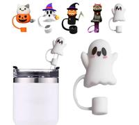 WSRRDRECVHi Halloween Straw Covers for Stanley Cup,Silicone Skull Ghost Straw Toppers,Pumpkin Straw Cover Dust Proof Plugs Protector,Straw Tips Drinking Dust Cap for 30&40 Oz Tumblers