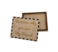 WSRRDRECVHi Unique Friendship Gift,Reasons 'Why You are My Friend' Friendship Gift,Wooden Hearts in The Box,Wooden Box Heart Keepsake Gift for Friend,Funny Birthday Gift for Friends