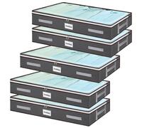 wsryx 5 Pack Underbed Storage Boxes with Lids, Foldable Under The Bed Storage with Zips, Large Plastic Storage Organiser Clothes Bags with Clear Window for Bedroom Sofa