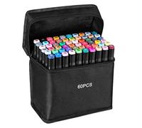wsryx Colours Art Markers Set, Alcohol Sketch Drawing Twin Markers, Dual Tips Brush Permanent Pens Set for Kids Adults Artist (60 black)