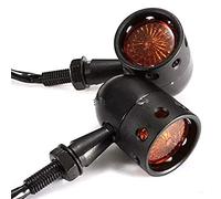 WSShop Motorbikes universal Retro Metal Turn Signal Lights Indicator Light Fit For Cruiser Chopper Scooter Off Road Dirt Bike Atv (Black)