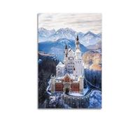 WSSHZXXJ Architecture Neuschwanstein Castle Snow View Decorative Painting Canvas Wall Posters And Modern Family Bedroom Decor 20x30inch(50x75cm)